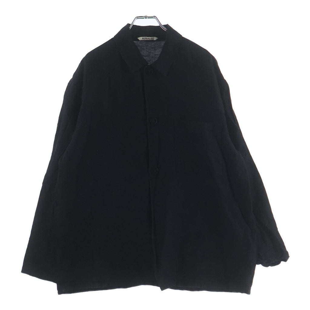 AURALEE(オーラリー) 21SS SILK LINEN DOBBY SHIRTS JACKET シルクリネン ドビー A21SS01SD 5 長袖シャツ ブラック