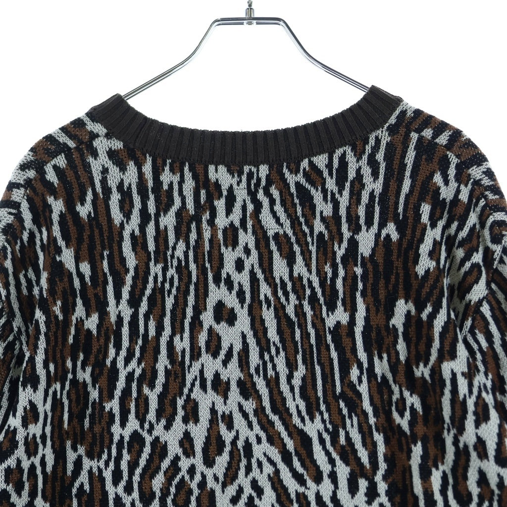 WACKO MARIA(ワコマリア) LEOPARD KNIT SWEATER レオパード コットン クルーネックセーター ベージュ