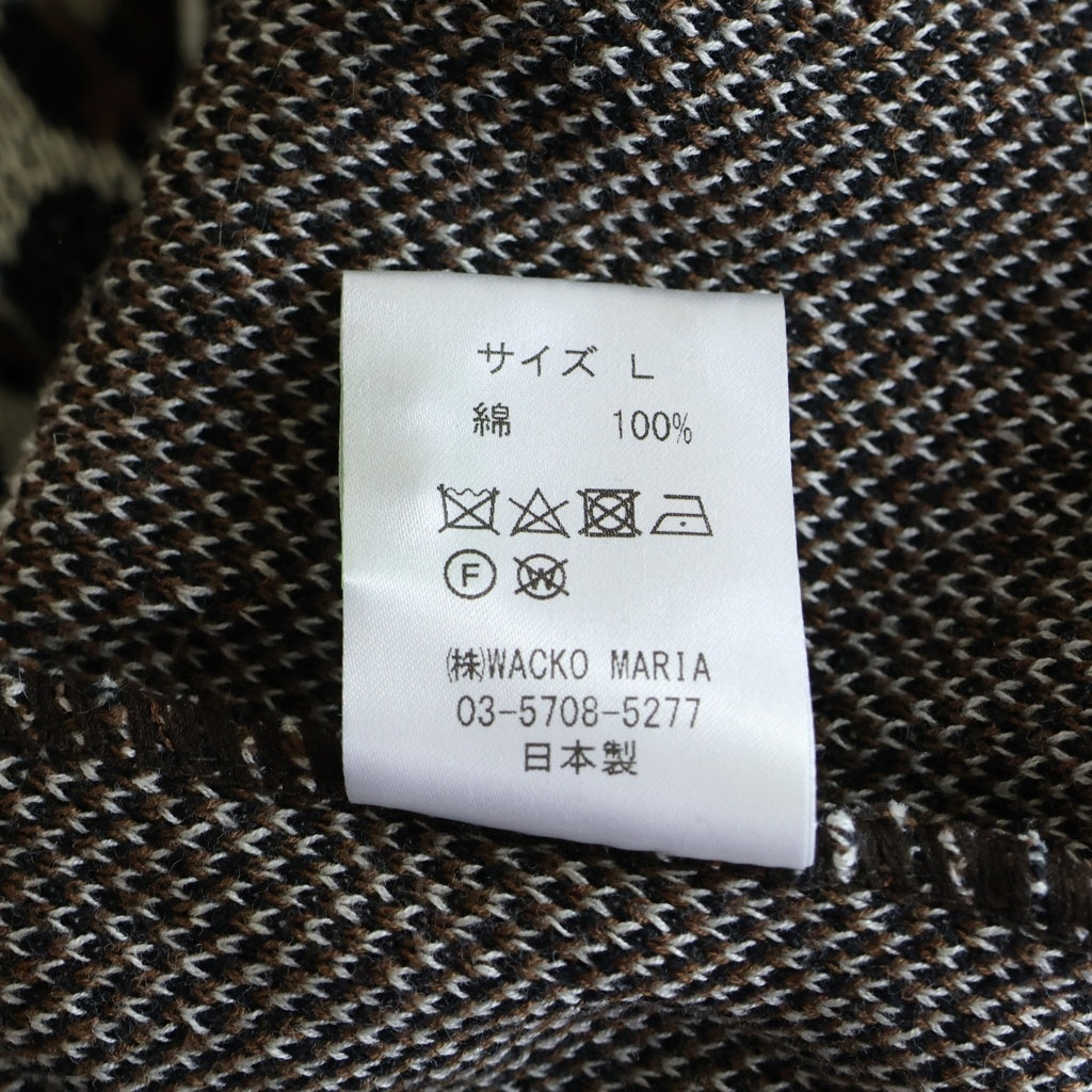 WACKO MARIA(ワコマリア) LEOPARD KNIT SWEATER レオパード コットン クルーネックセーター ベージュ