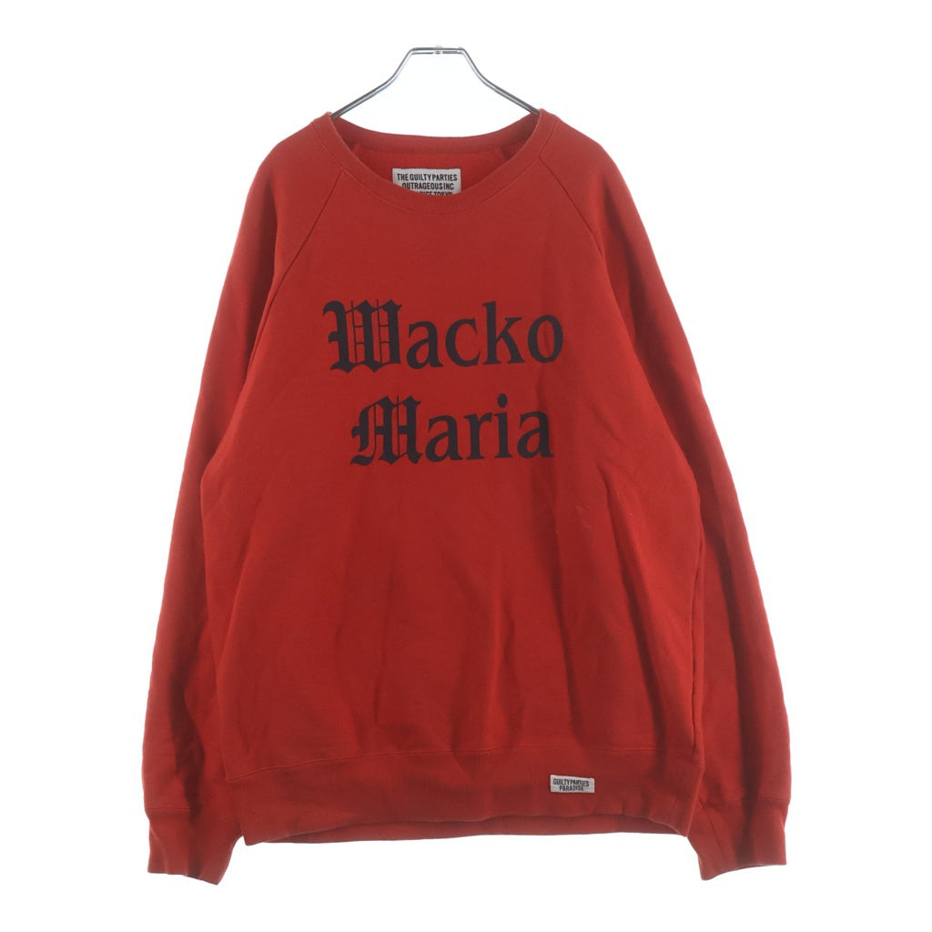 WACKO MARIA(ワコマリア) WASHED HEAVY WEIGHT SWEATSHIRT ウォッシュドヘビーウェイトスウェットシャツ カレッジプリント オールドイングリッシュ スウェット レッド