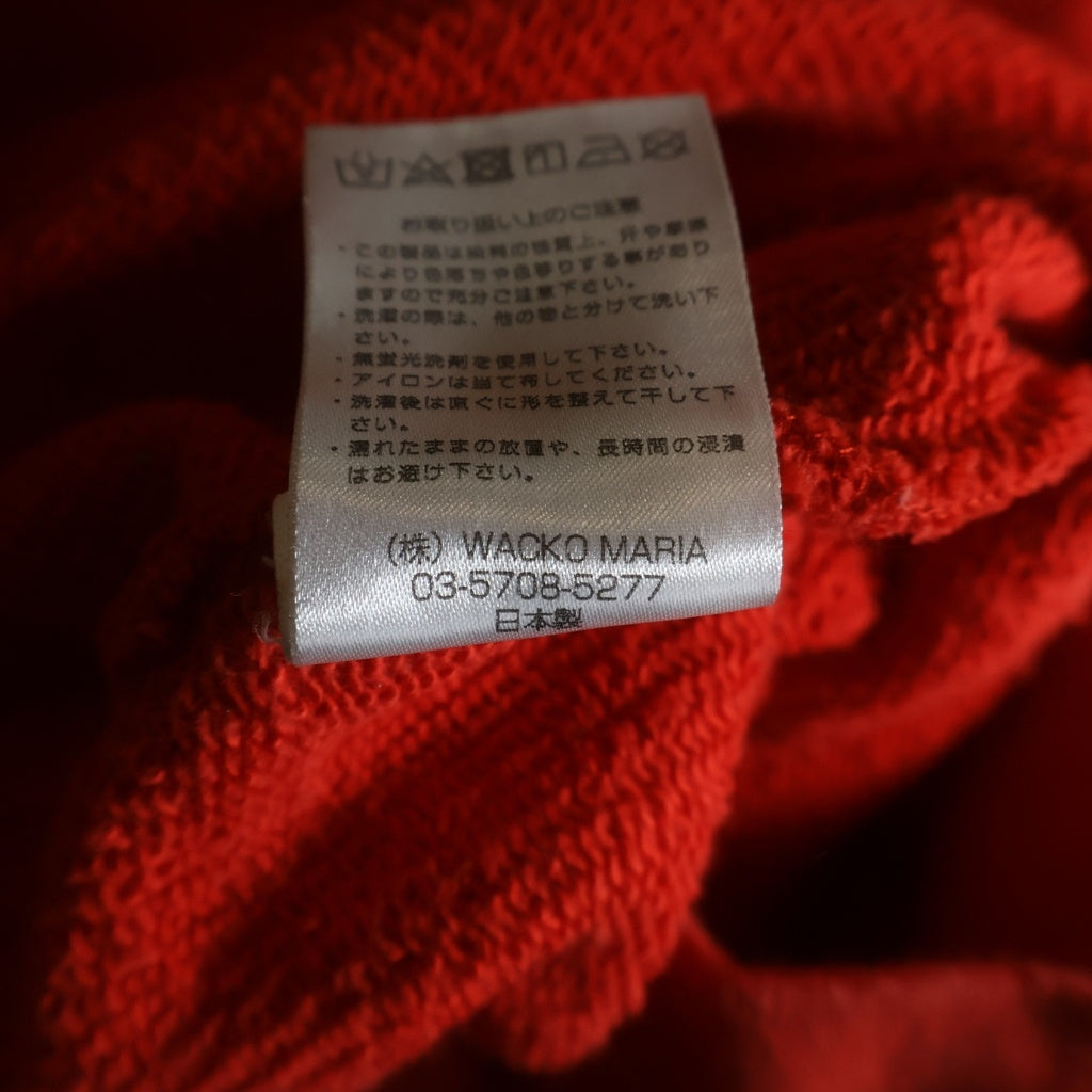 WACKO MARIA(ワコマリア) WASHED HEAVY WEIGHT SWEATSHIRT ウォッシュドヘビーウェイトスウェットシャツ カレッジプリント オールドイングリッシュ スウェット レッド
