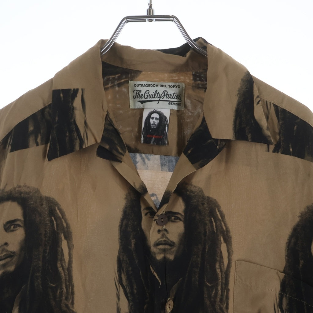 WACKO MARIA(ワコマリア) BOB MARLEY HAWAIAN SHIRT L/S TYPE-2 ボブマーリー 開襟 ハワイアンシャツ レーヨン ブラウン