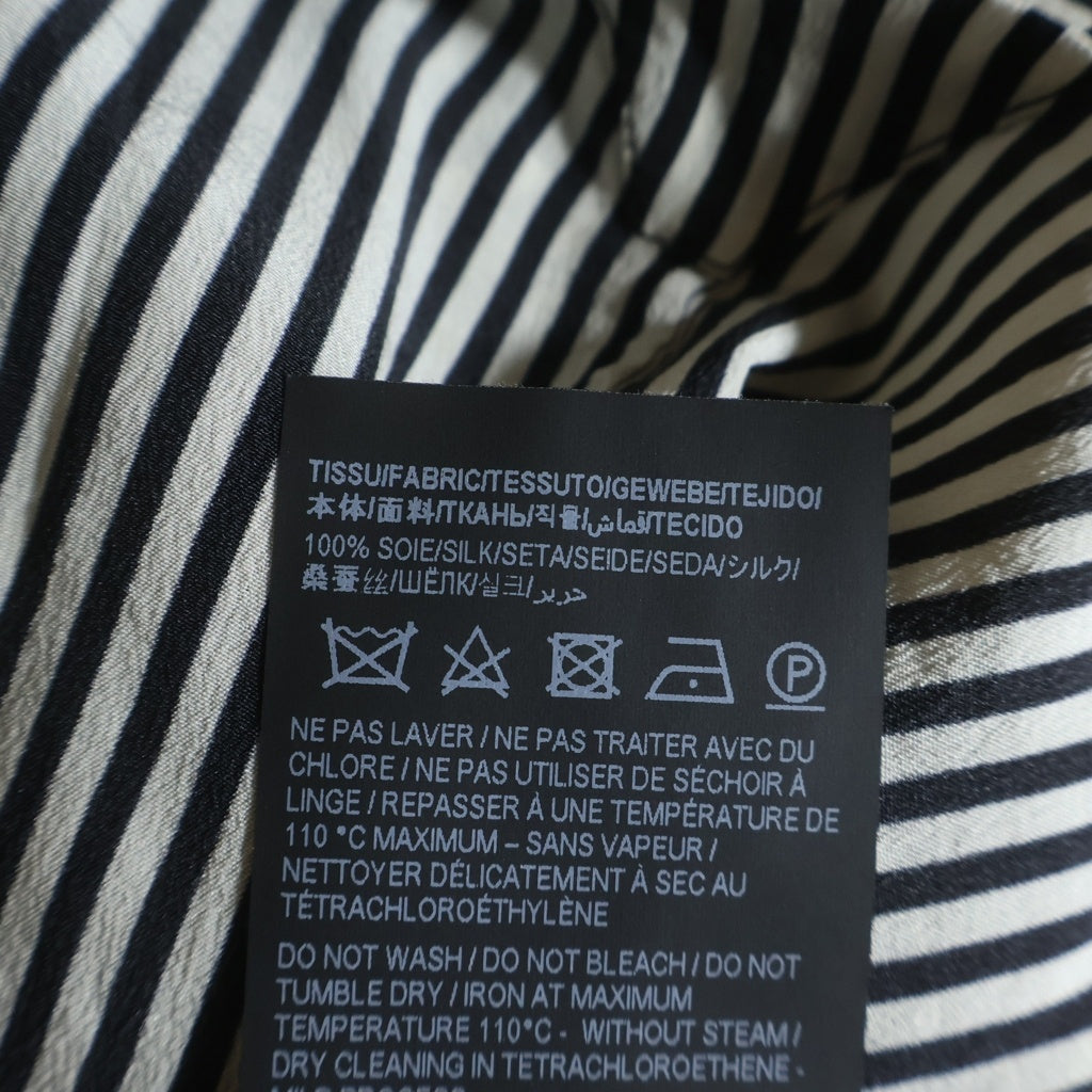 SAINT LAURENT PARIS(サンローランパリ) 21SS Stripe Silk Shirt ストライプ シルク 比翼ボタン 長袖シャツ 680495 Y2E11 長袖シャツ ホワイト/ブラック