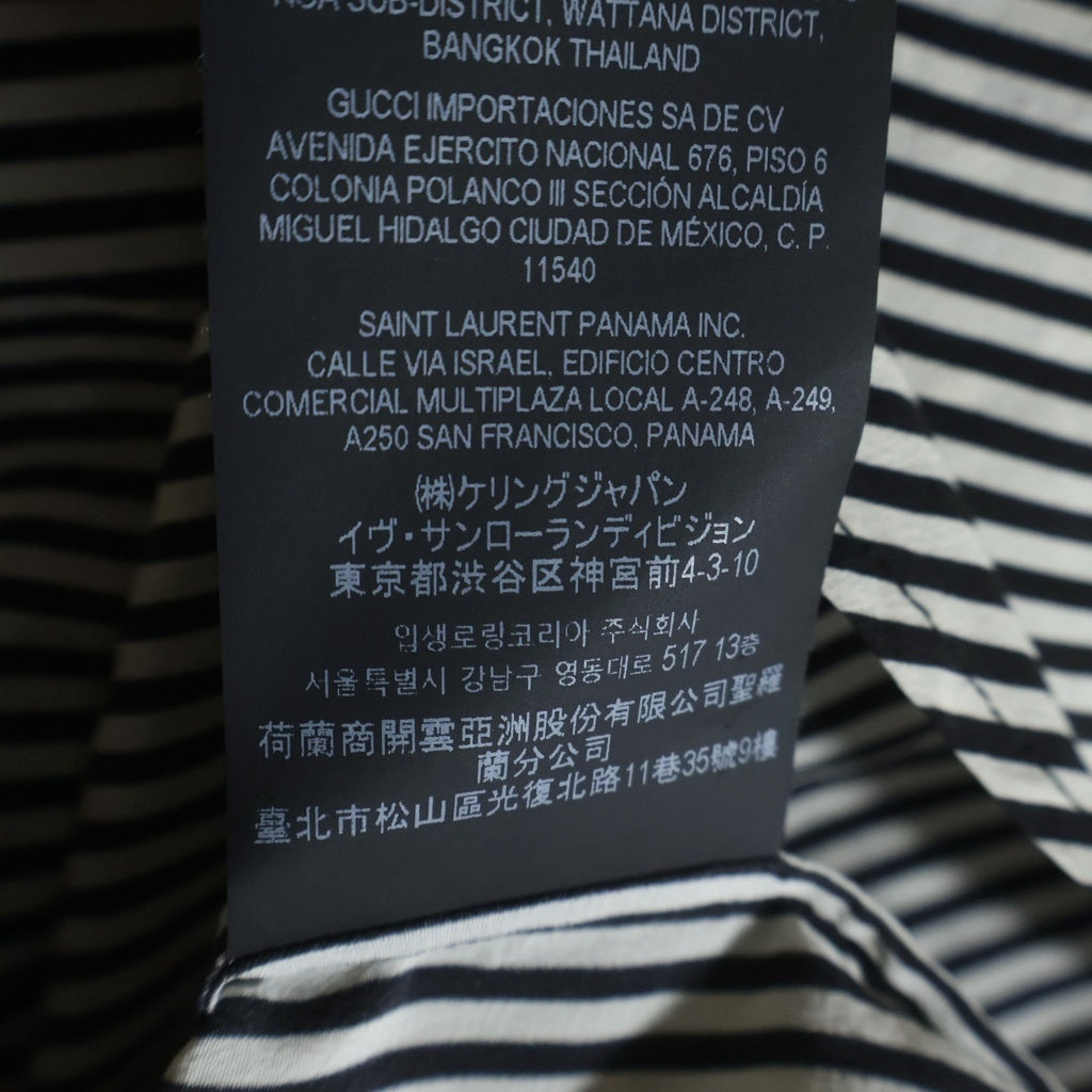 SAINT LAURENT PARIS(サンローランパリ) 21SS Stripe Silk Shirt ストライプ シルク 比翼ボタン 長袖シャツ 680495 Y2E11 長袖シャツ ホワイト/ブラック