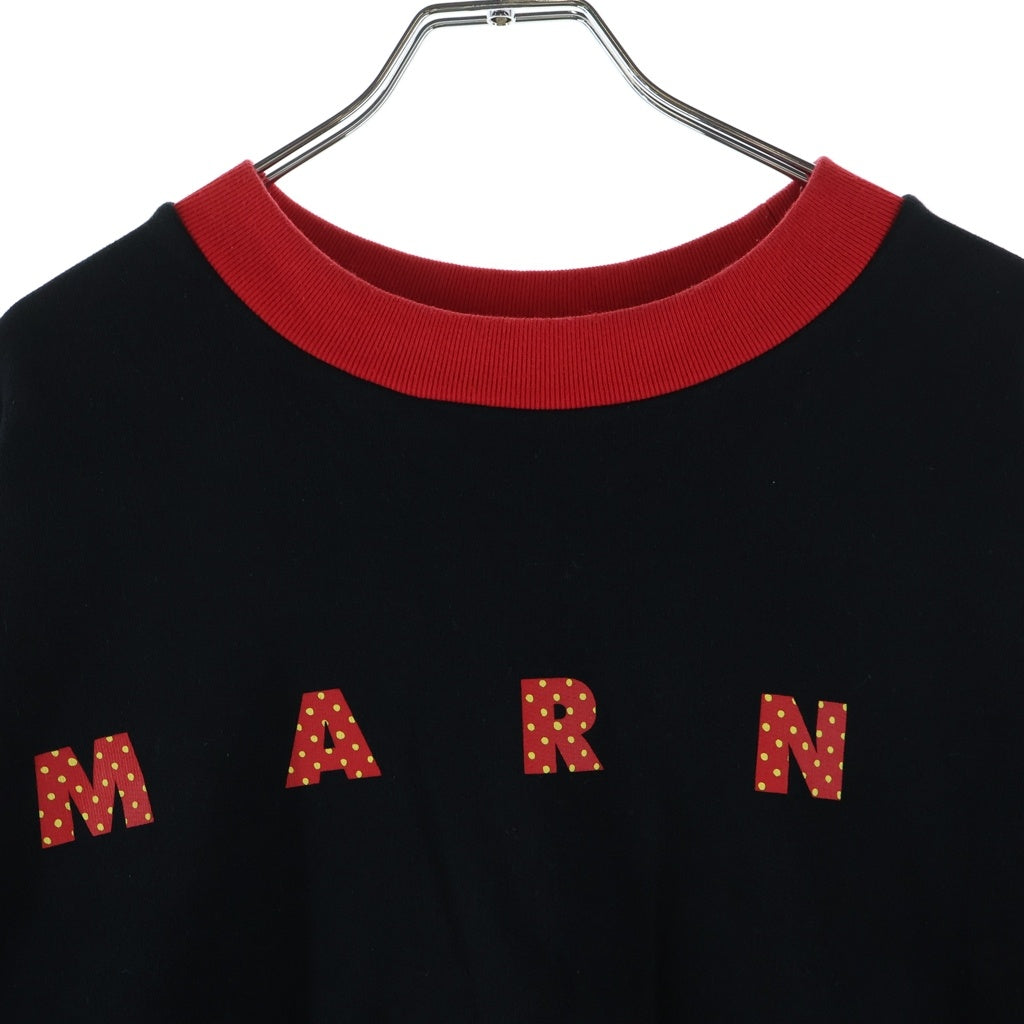 MARNI(マルニ) 23SS Logo Print Crewneck Sweatshirt ロゴプリント クルーネックスウェット FUMU0074PB USCV79 PDN99 ブラック/レッド