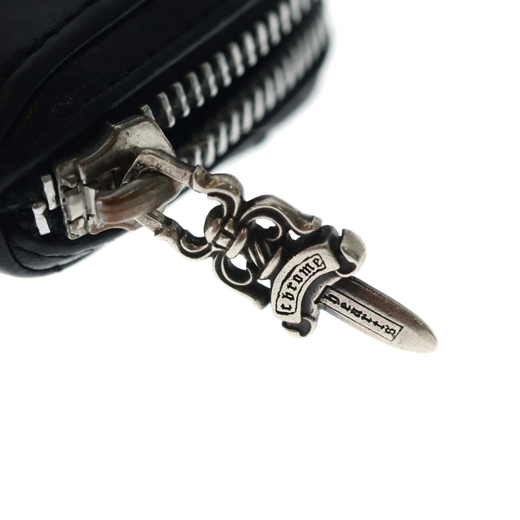 CHROME HEARTS(クロムハーツ) COIN CASE ダガーラウンドジップレザーコインケース 財布 ブラック