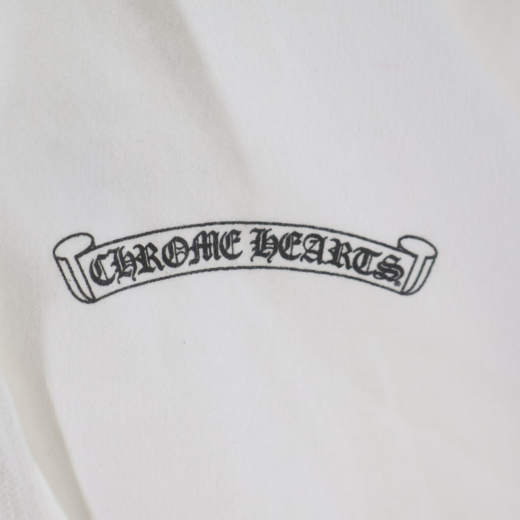 CHROME HEARTS(クロムハーツ) SWTSHRT HD ZIP 袖ロゴ バックスクロールラベルプリント ジップアップパーカー ホワイト