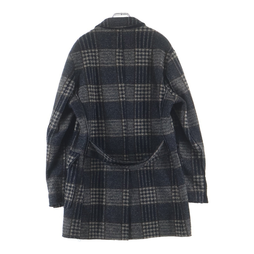 BOB(ボブ) Wool Blend Double Breasted Checkered Coat ウール ブレンド ダブル チェックコート ブラウン p.IVA02112720970