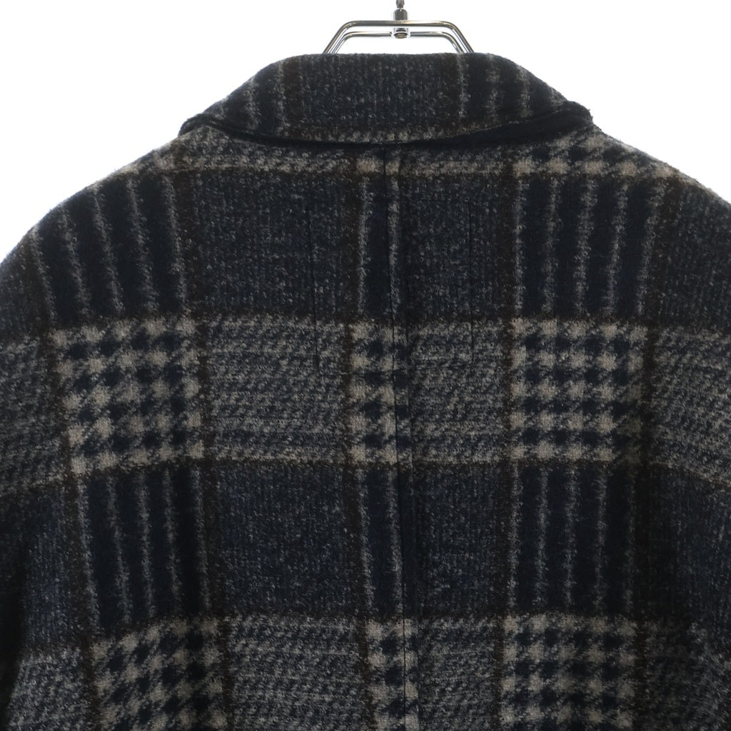 BOB(ボブ) Wool Blend Double Breasted Checkered Coat ウール ブレンド ダブル チェックコート ブラウン p.IVA02112720970