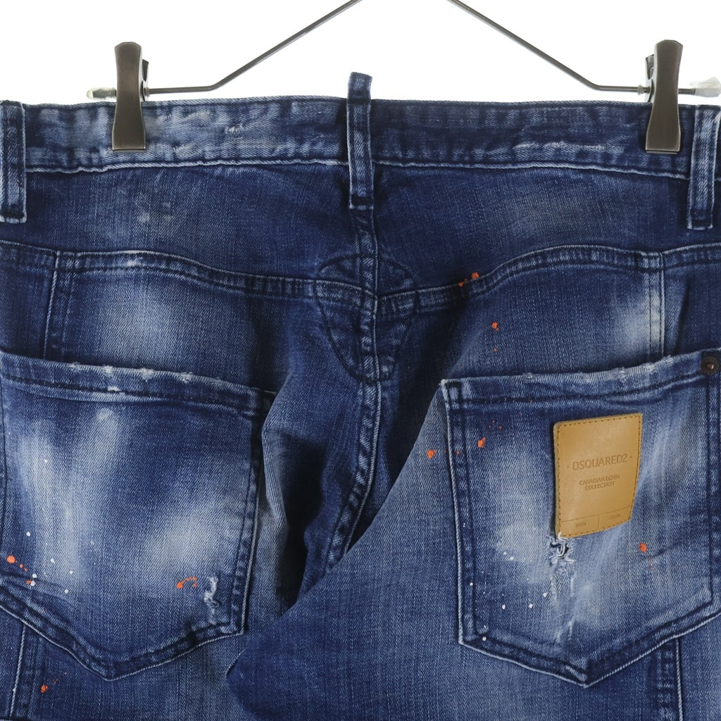 DSQUARED2(ディースクエアード) 20AW ペイント付き ダメージ加工 デニムパンツ S74LB0823 インディゴ