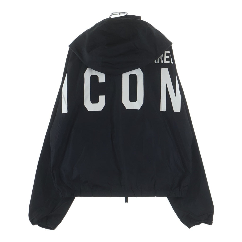 DSQUARED2(ディースクエアード) ロゴプリント ジップアップ ナイロンジャケット S79AM0004 ブラック