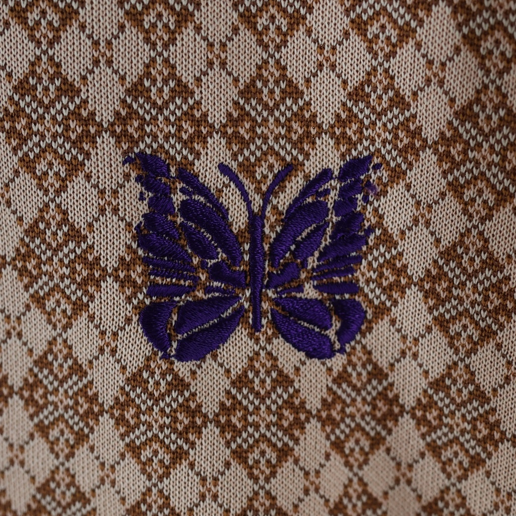 Needles(ニードルス) Poly Jacquard Track Jacket 総柄 ロゴ刺繍 トラックジャケット ブラウン/ピンク J0219