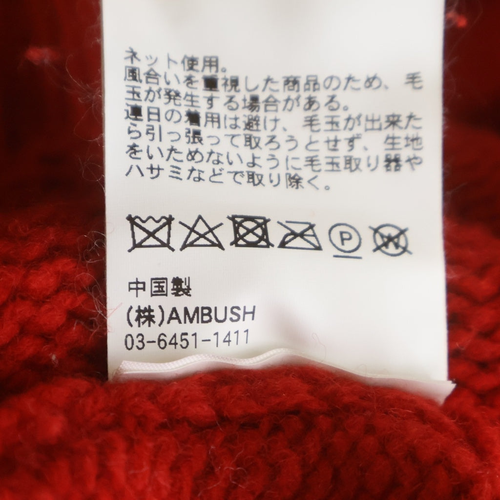 AMBUSH(アンブッシュ) Distressed stitch oversized sweater 12111503 クラッシュ クルーネックセーター レッド
