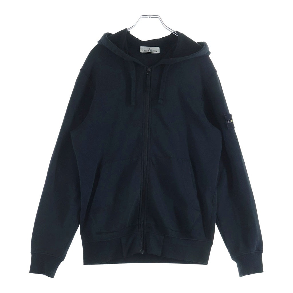 STONE ISLAND(ストーンアイランド) COTTON FLEECE FULL ZIP-UP HOODIE コットンジップアップフーディー ロゴパッチスウェットパーカー 101564251 ブラック