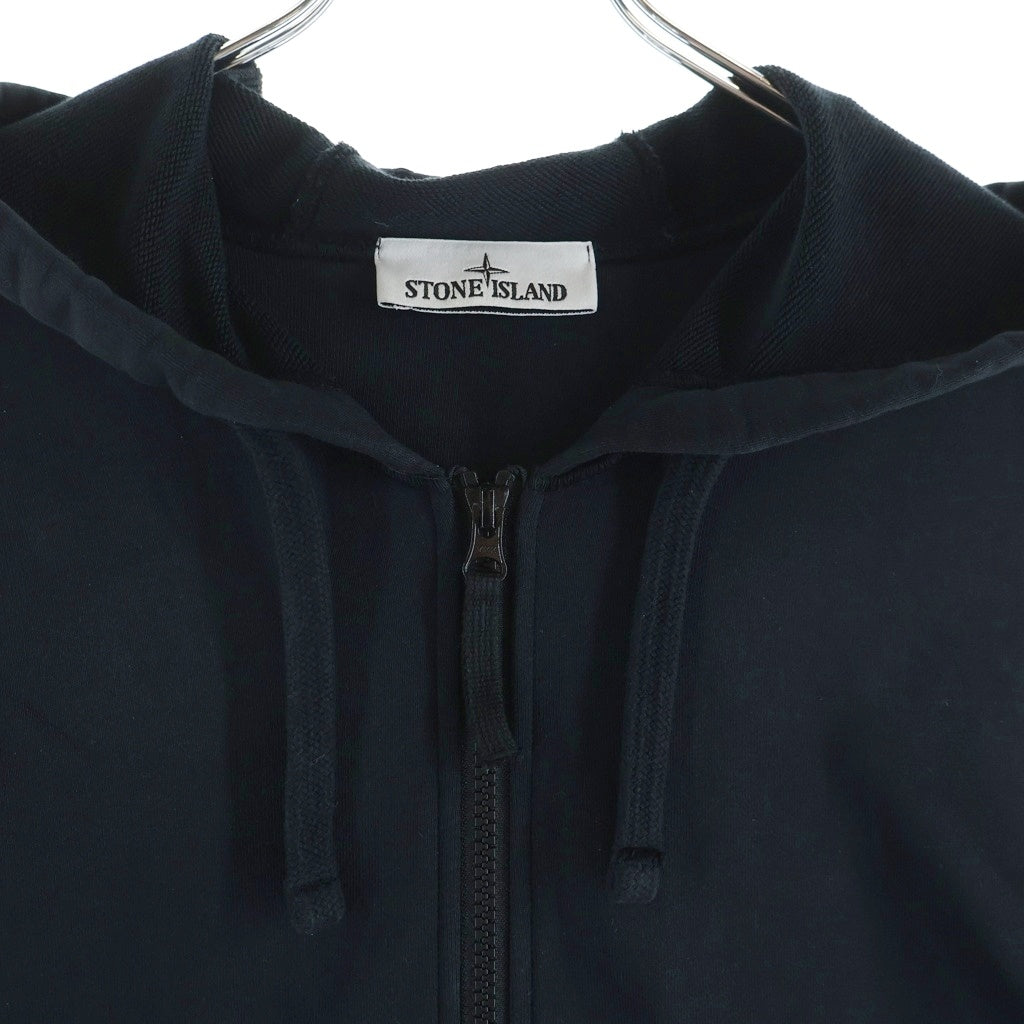 STONE ISLAND(ストーンアイランド) COTTON FLEECE FULL ZIP-UP HOODIE コットンジップアップフーディー ロゴパッチスウェットパーカー 101564251 ブラック