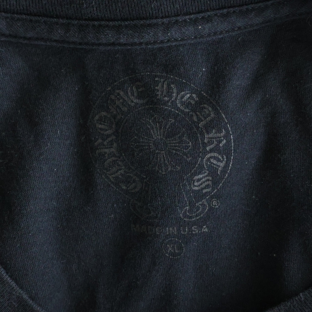 CHROME HEARTS(クロムハーツ) HORSESHOE L/S TEE バックホースシュー 袖フローラルクロス 長袖ポケットTシャツ カットソー ブラック