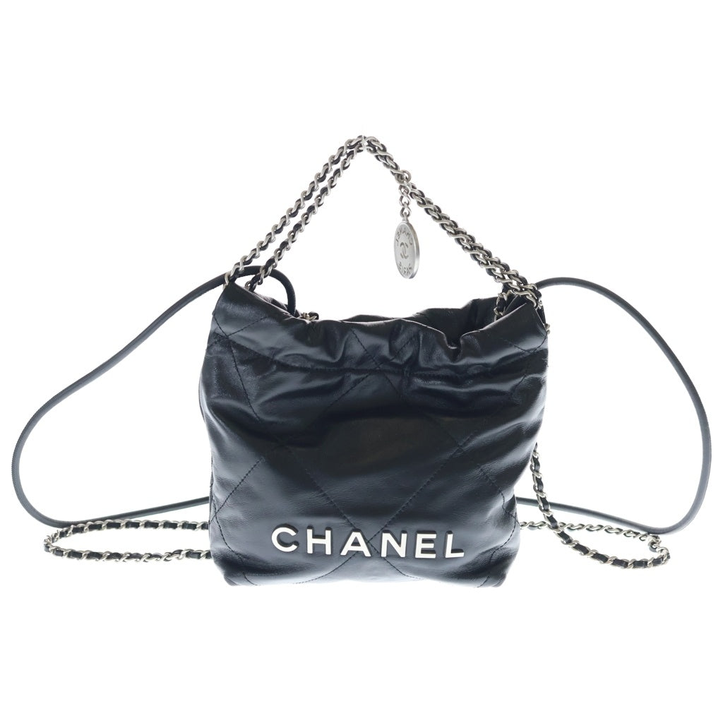 CHANEL(シャネル) 22 ミニ 2WAY チェーン カバン ショルダーバッグ レザー SV金具 AS3980 ブラック レディース