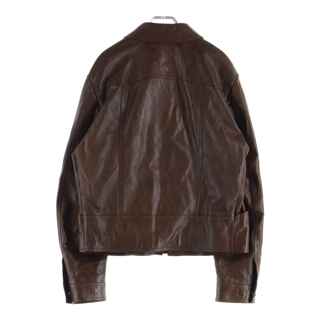 CELINE(セリーヌ) 23AW ワックスウエスタンブルゾン ラムスキン レザージャケット ブラウン