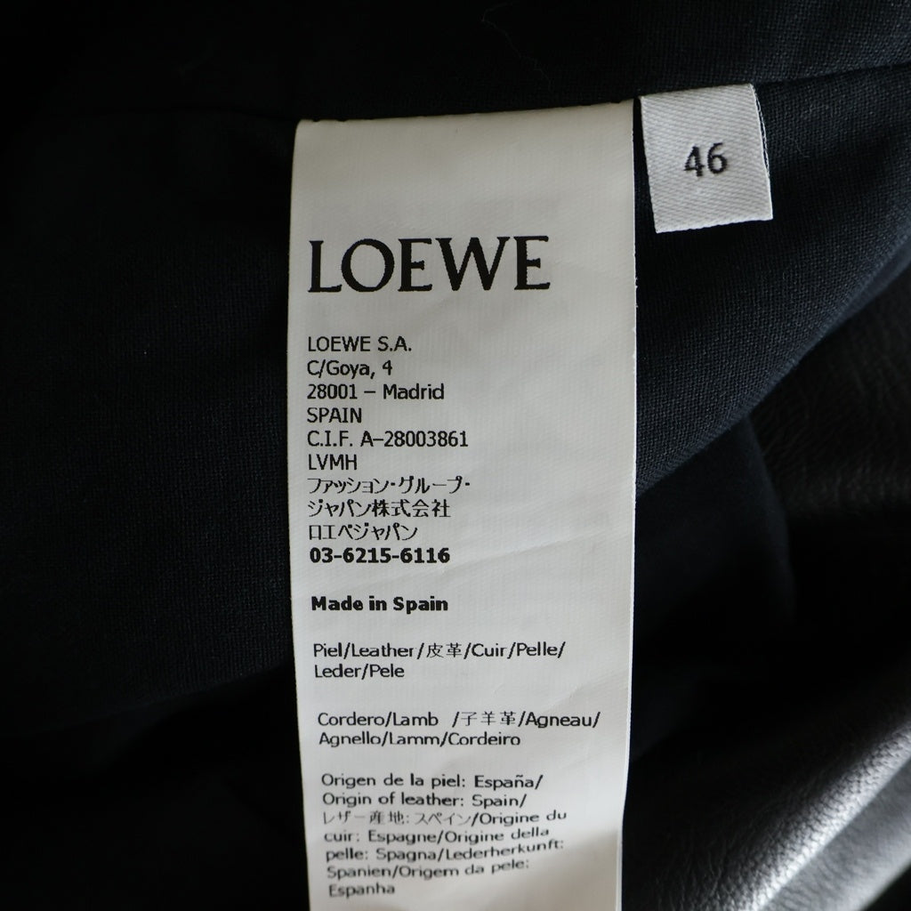 LOEWE(ロエベ) ナッパラムスキンレザーライダースジャケット H526Y19L98 ダブルライダース ブラック