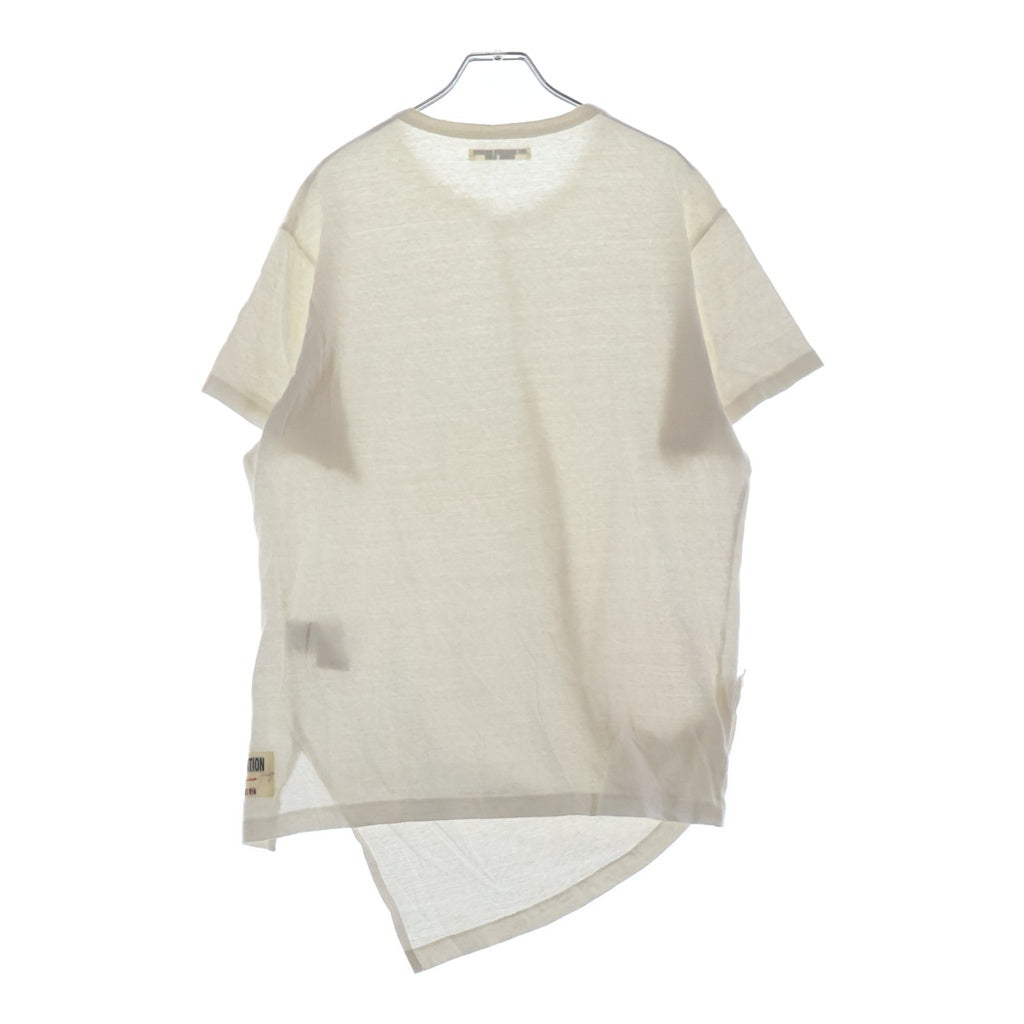 REGULATION Yohji Yamamoto MEN(レギュレーションヨウジヤマモトメン) 19SS アシンメトリー コットンリネン HH-T56-0-070 クルーネックTシャツ ホワイト