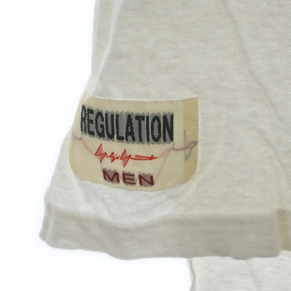 REGULATION Yohji Yamamoto MEN(レギュレーションヨウジヤマモトメン) 19SS アシンメトリー コットンリネン HH-T56-0-070 クルーネックTシャツ ホワイト