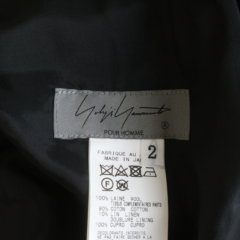 Yohji Yamamoto POUR HOMME(ヨウジヤマモト プールオム) 23SS ランダムタックP シワギャバジン HZ-P54-100 紐パン ブラック