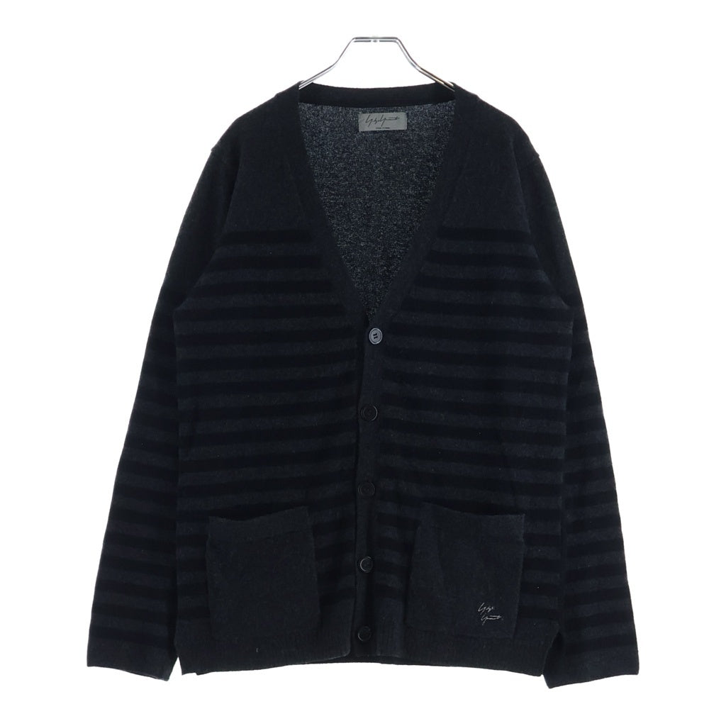 Yohji Yamamoto POUR HOMME(ヨウジヤマモト プールオム) 13AW ボーダー 切替 カシミア HQ-K93-198 カーディガン ブラック