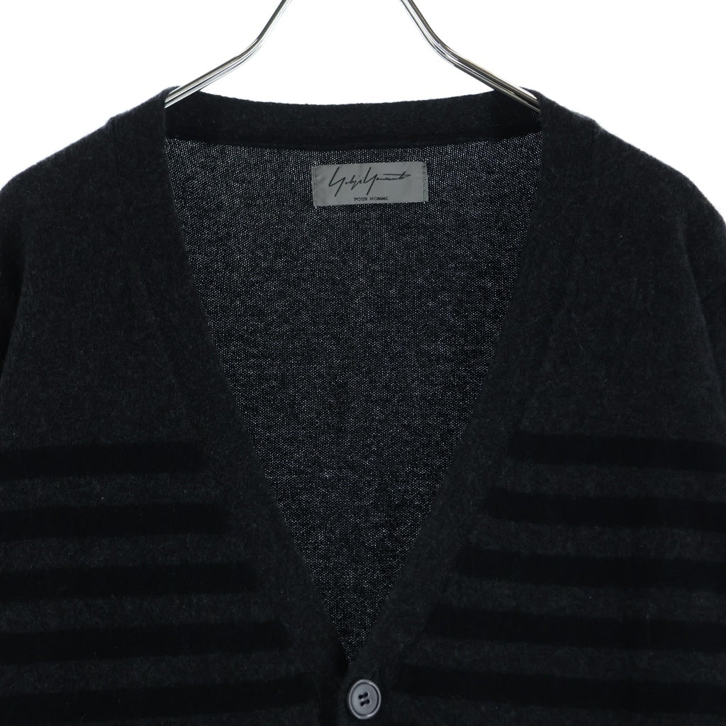 Yohji Yamamoto POUR HOMME(ヨウジヤマモト プールオム) 13AW ボーダー 切替 カシミア HQ-K93-198 カーディガン ブラック