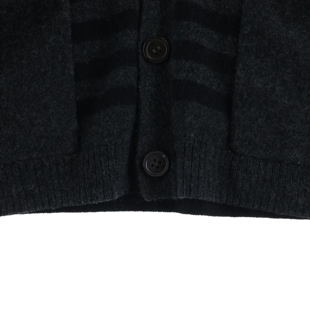 Yohji Yamamoto POUR HOMME(ヨウジヤマモト プールオム) 13AW ボーダー 切替 カシミア HQ-K93-198 カーディガン ブラック