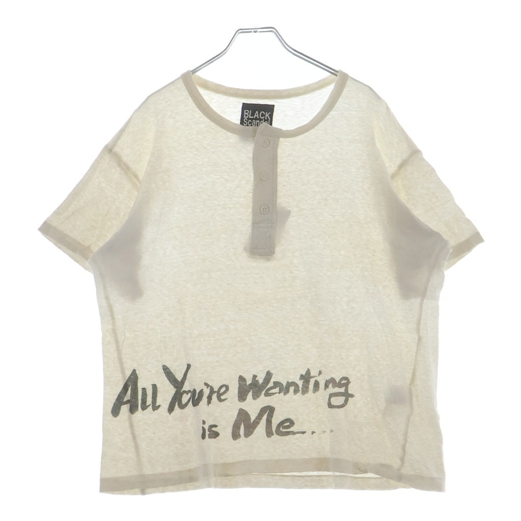 BLACK Scandal Yohji Yamamoto(ブラックスキャンダルヨウジヤマモト) 19AW ALL YOURE WANTING IS ME ヘンリーネック HC-T39-082 クルーネックカットソー ホワイト