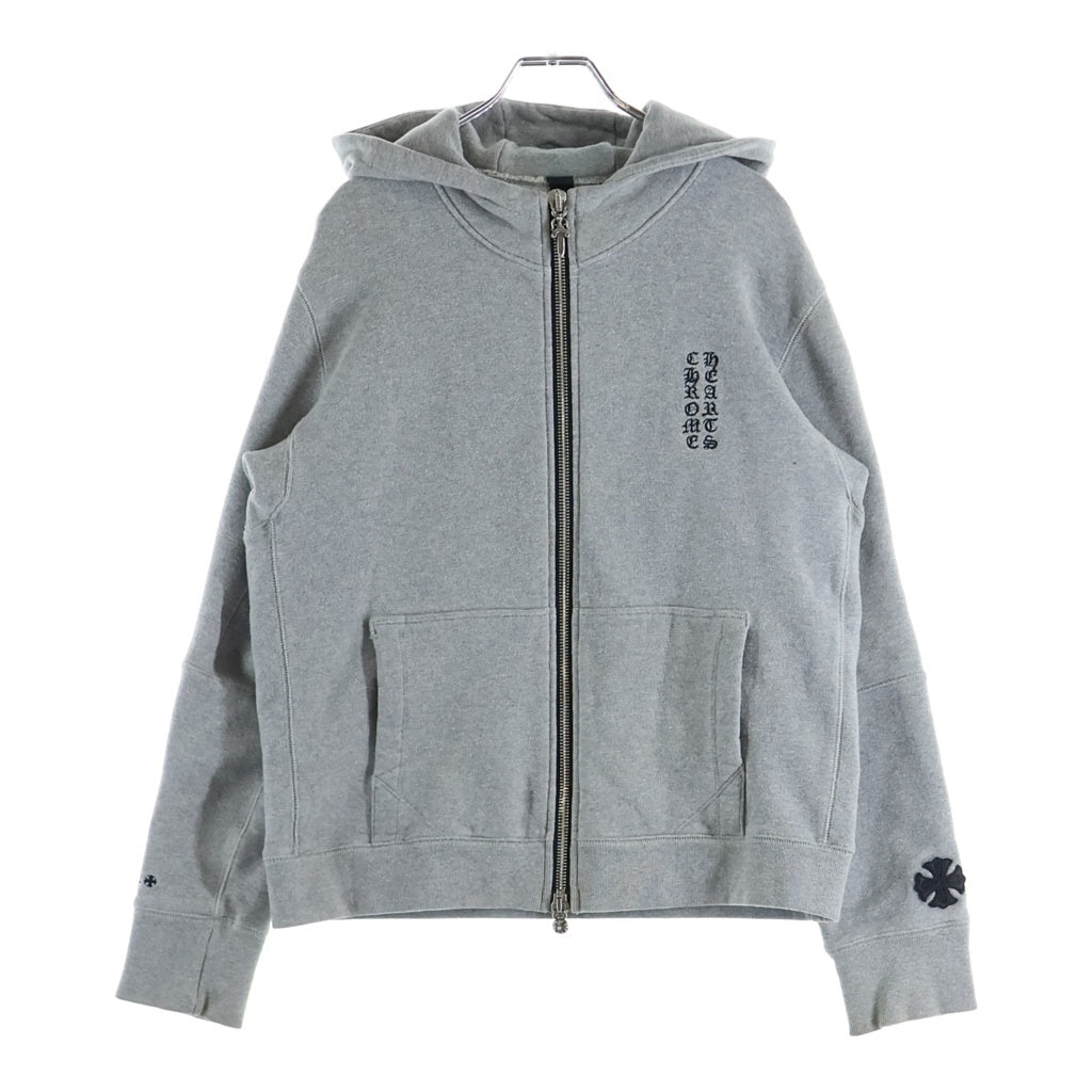 CHROME HEARTS(クロムハーツ) GRP Y NOT Zip Up Hoodie ダガージップ CHクロスジップ CHプラスパッチ付きダブルジップアップ グレーパーカー レディース