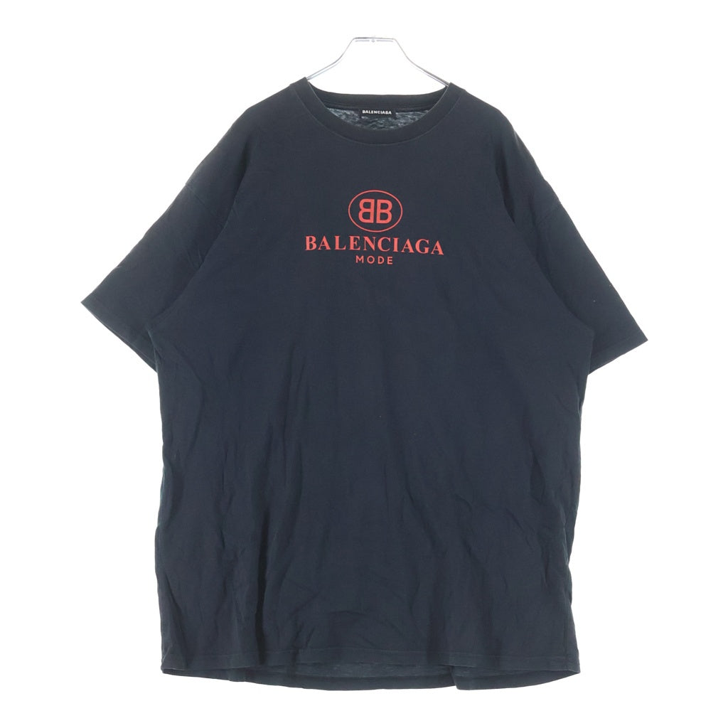 BALENCIAGA(バレンシアガ) 18SS BB Mode Tee / BBロゴ フロントロゴプリント クルーネック半袖Tシャツ ブラック 508203 TYK23