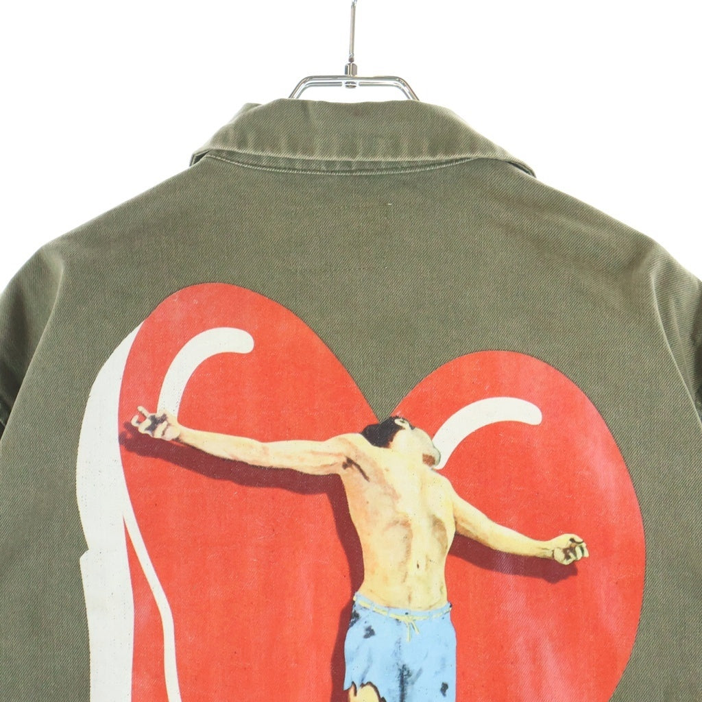 Emotionally Unavailable(エモーショナリー アンアヴェイラブル) 22AW CROSS YOUR HEART JACKET FATIGUE ファティーグ パッチ 刺繍 ミリタリージャケット カーキ