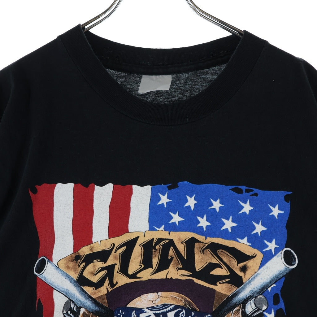 VINTAGE(ヴィンテージ) 90s GUNS ROSES USE YOUR ILLUSISON TOUR SKULL AMERICAN FLAG クルーネックTシャツ ブラック