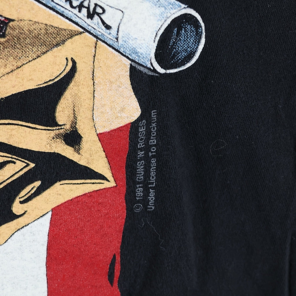 VINTAGE(ヴィンテージ) 90s GUNS ROSES USE YOUR ILLUSISON TOUR SKULL AMERICAN FLAG クルーネックTシャツ ブラック