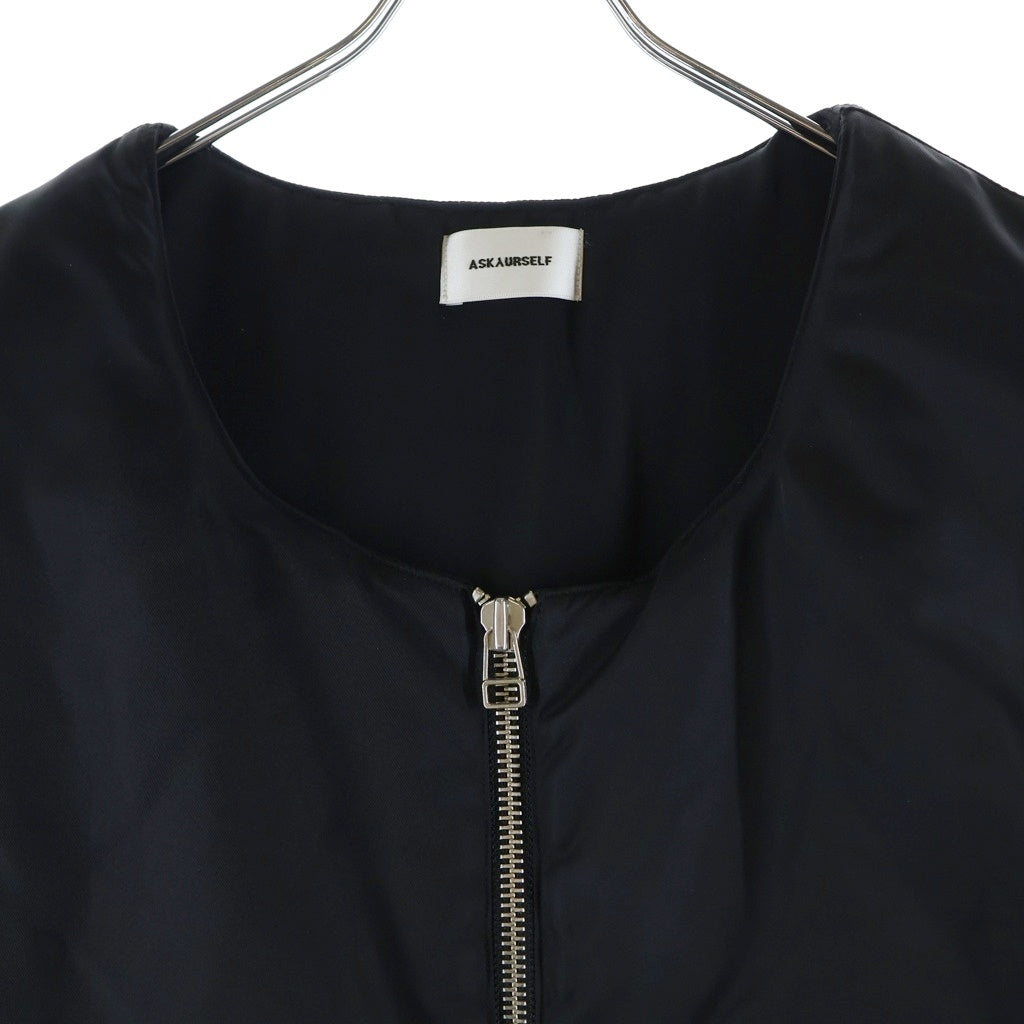 ASKYURSELF(アスクユアセルフ) Nylon Puffer Bomber Vest ナイロン パファー ボンバー ベスト ブラック