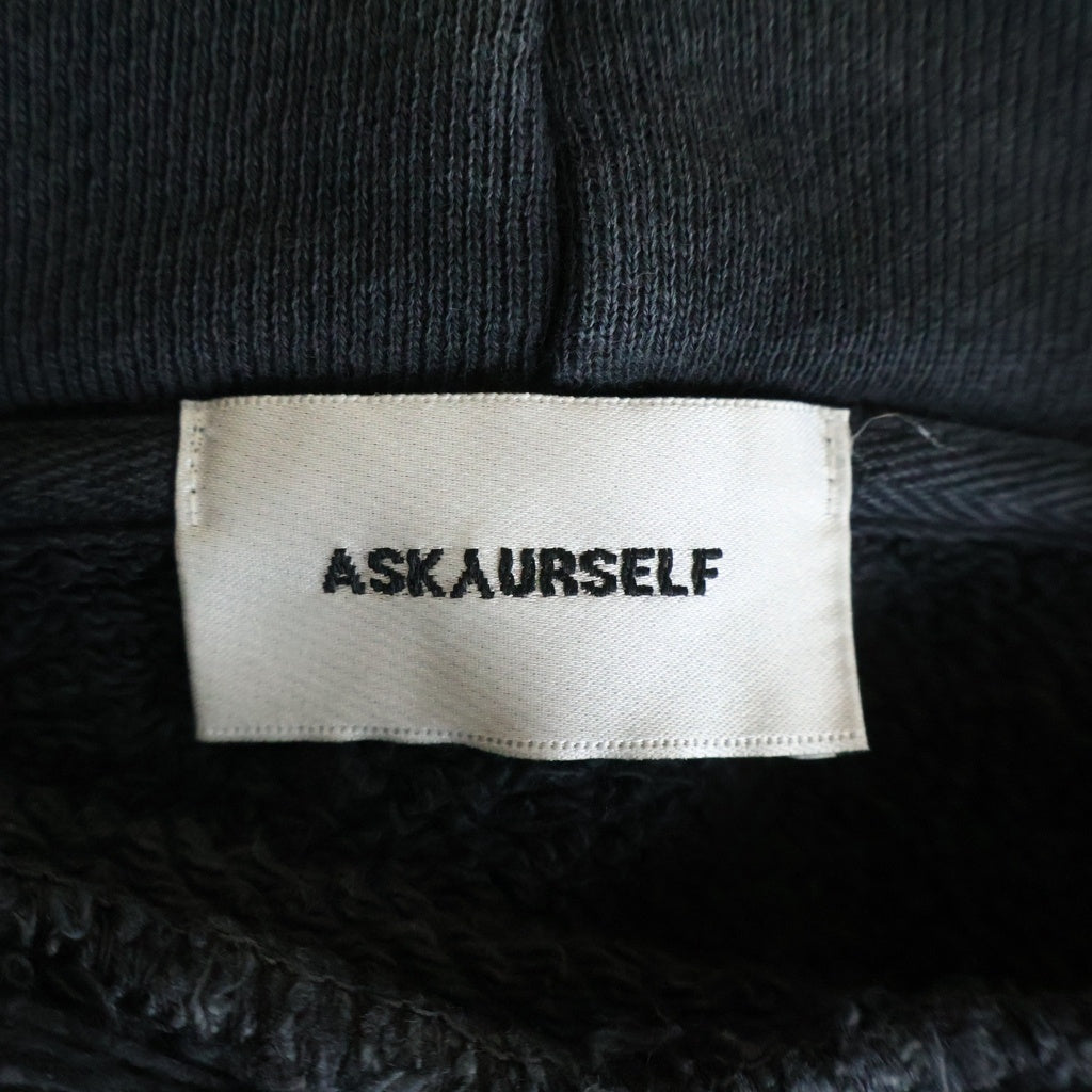 ASKYURSELF(アスクユアセルフ) AYS Marked Repaired Hoodie マークド リペアード ダメージ加工 プルオーバーパーカー ブラック