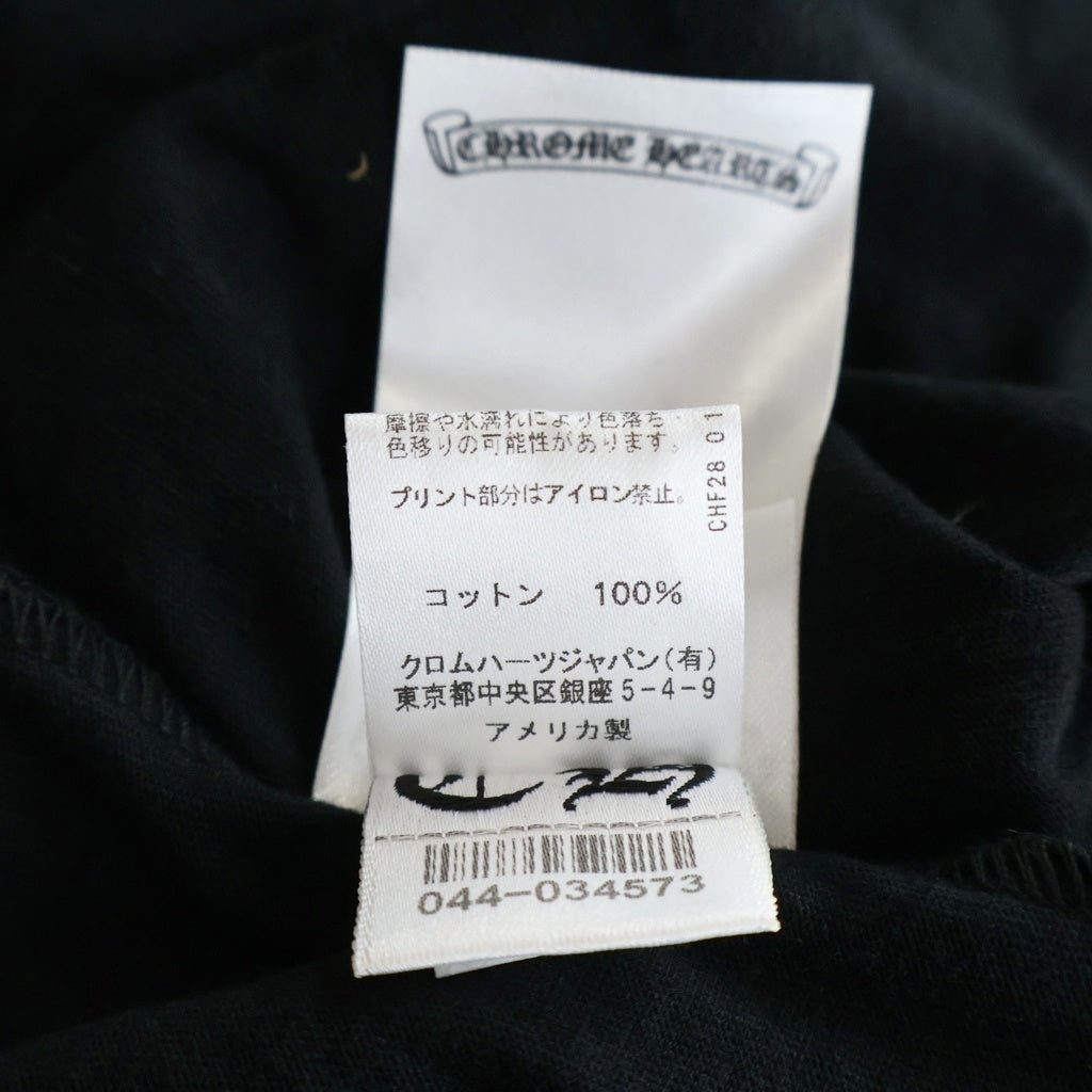 CHROME HEARTS(クロムハーツ) FLRL CRS HORSESHOE L/S 袖フローラルプリント クルーネック長袖Tシャツカットソー ブラック /ピンク