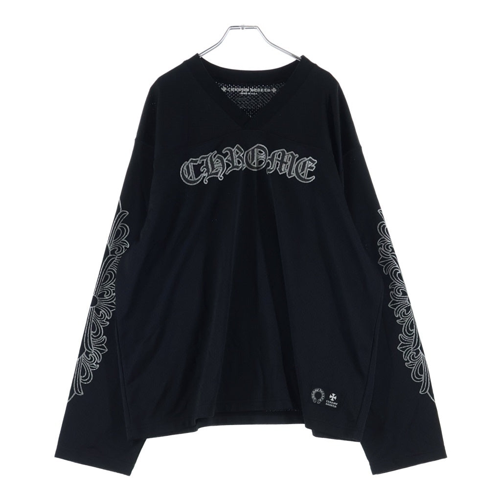 CHROME HEARTS(クロムハーツ) MESH WARM UP JERSEY メッシュ バーシティー ジャージー CHプリントメッシュ 長袖カットソー ブラック