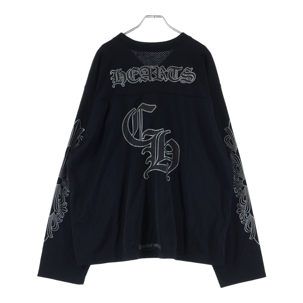 CHROME HEARTS(クロムハーツ) MESH WARM UP JERSEY メッシュ バーシティー ジャージー CHプリントメッシュ 長袖カットソー ブラック