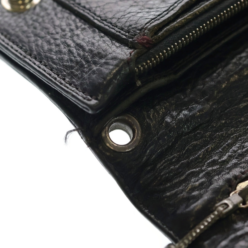 CHROME HEARTS(クロムハーツ) 2ZIP 2ジップ クロスボールボタンレザーウォレット 財布 ブラック BCA363