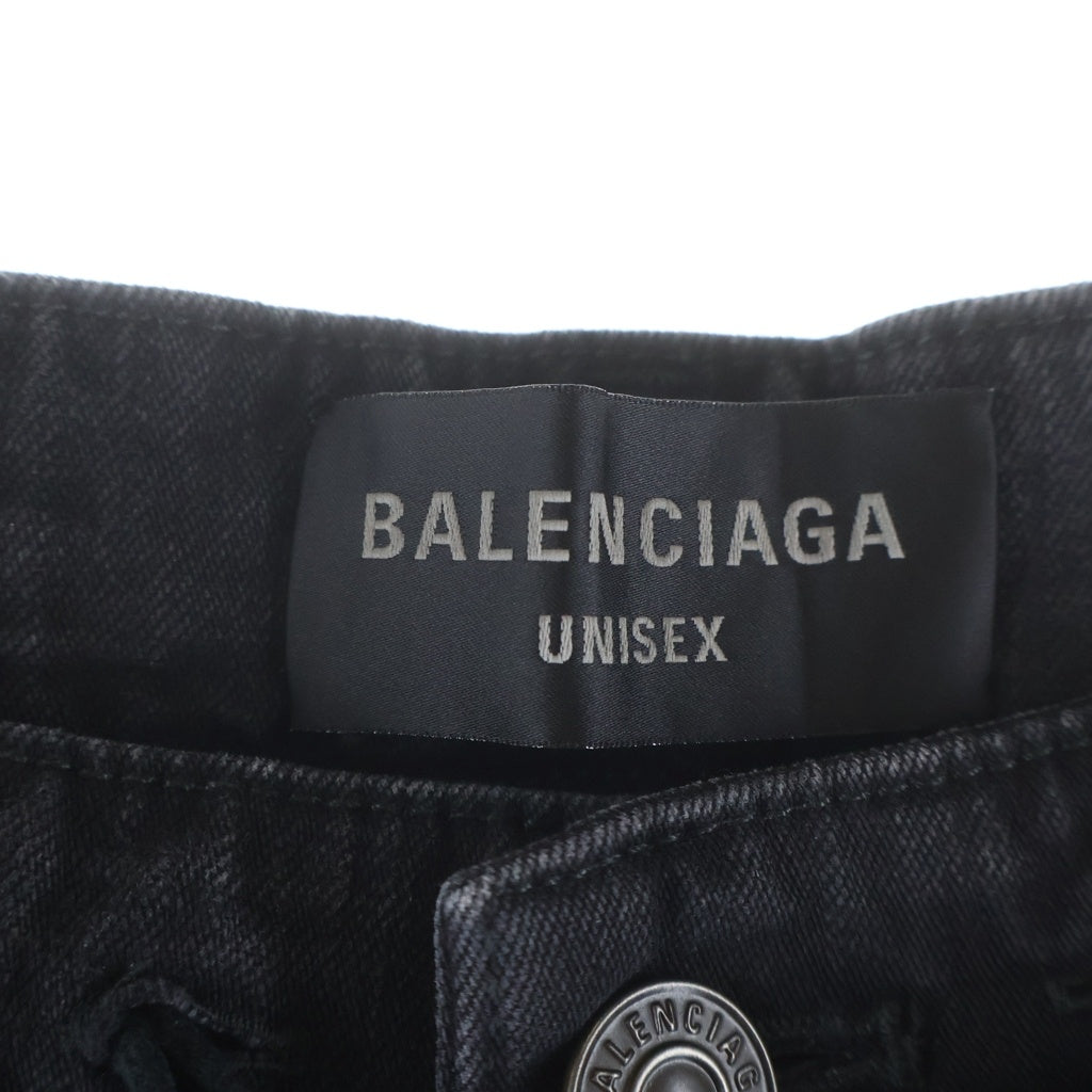 BALENCIAGA(バレンシアガ) 24SS ドローコード ダメージ ライトバギーデニムパンツ ブラック 786643 TQW54