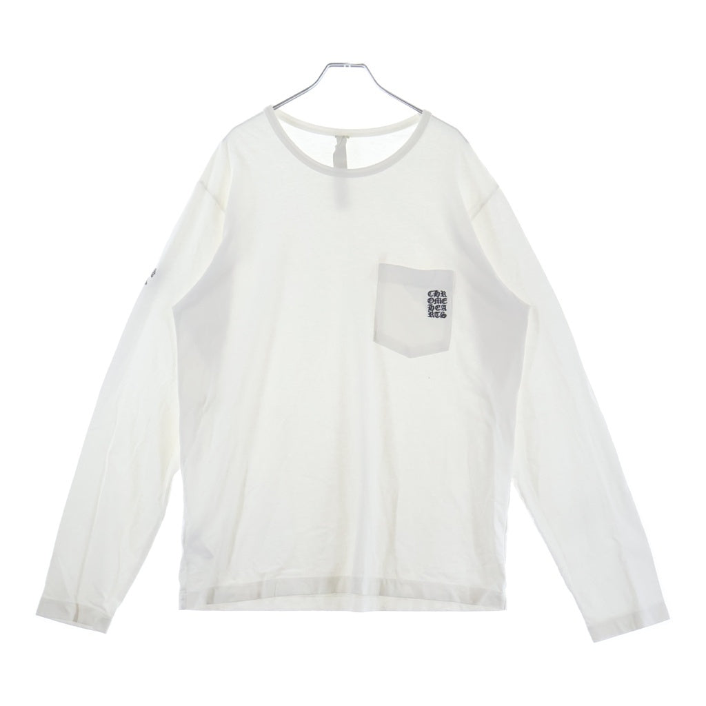 CHROME HEARTS(クロムハーツ) Y NOT Vertical Logo L/S Tee ワイノット ヴァーティカルロゴ クルーネック長袖Tシャツカットソー ホワイト