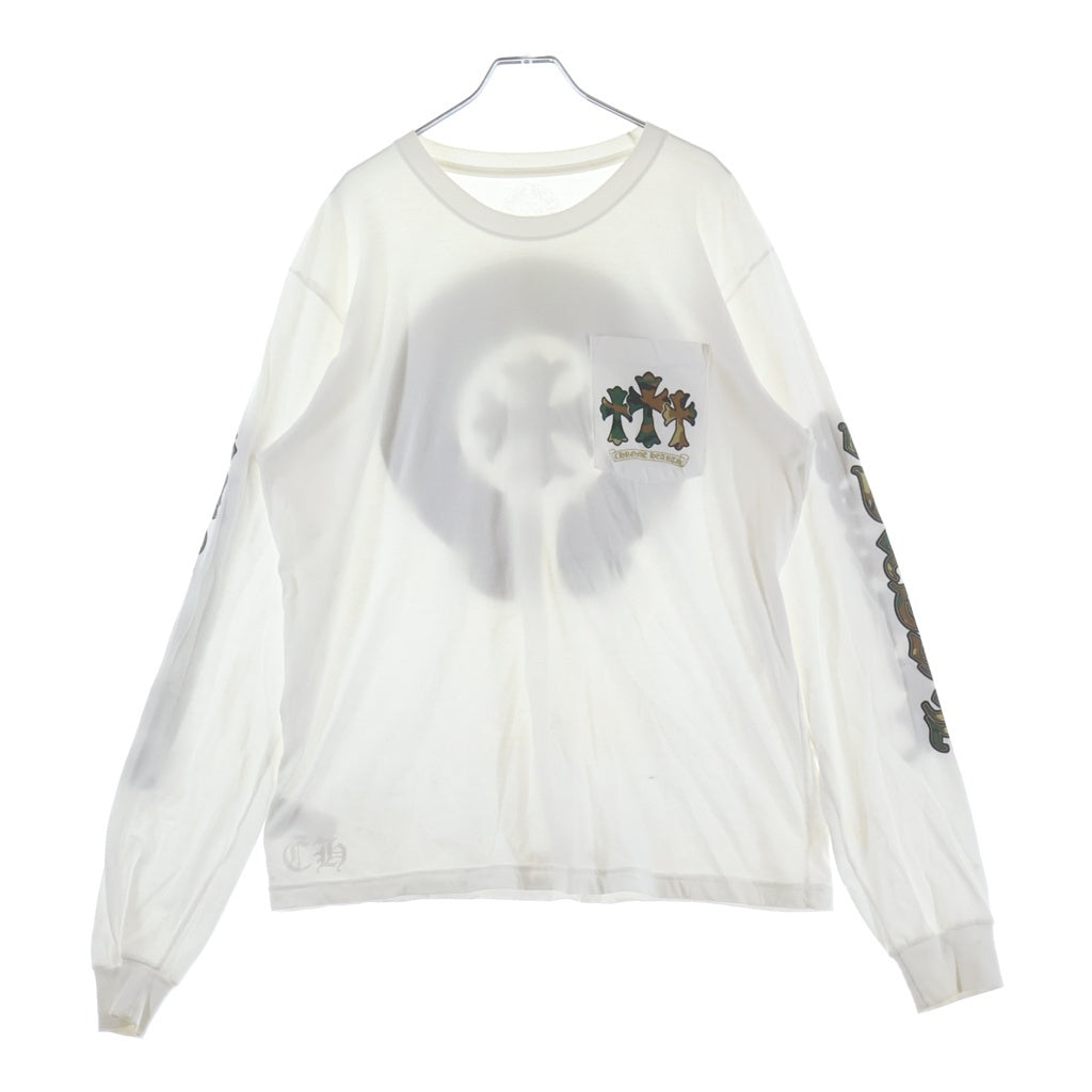 CHROME HEARTS(クロムハーツ) CAMO HORSE SHOE カモホースシュー バックプリント長袖Tシャツ ホワイト