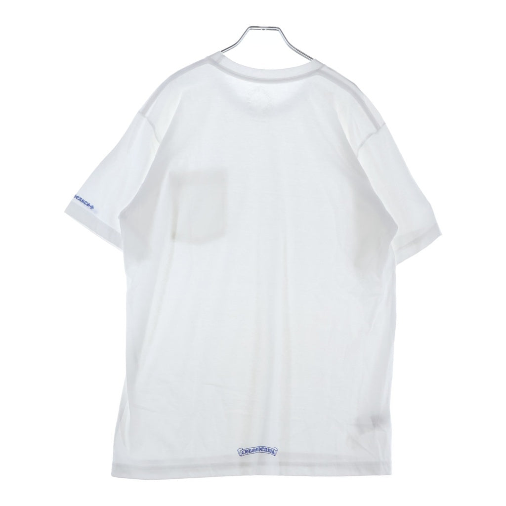 CHROME HEARTS(クロムハーツ) Neck Logo S/S Tee ネックロゴプリント クルーネック 半袖Tシャツ カットソー ホワイト/ブルー