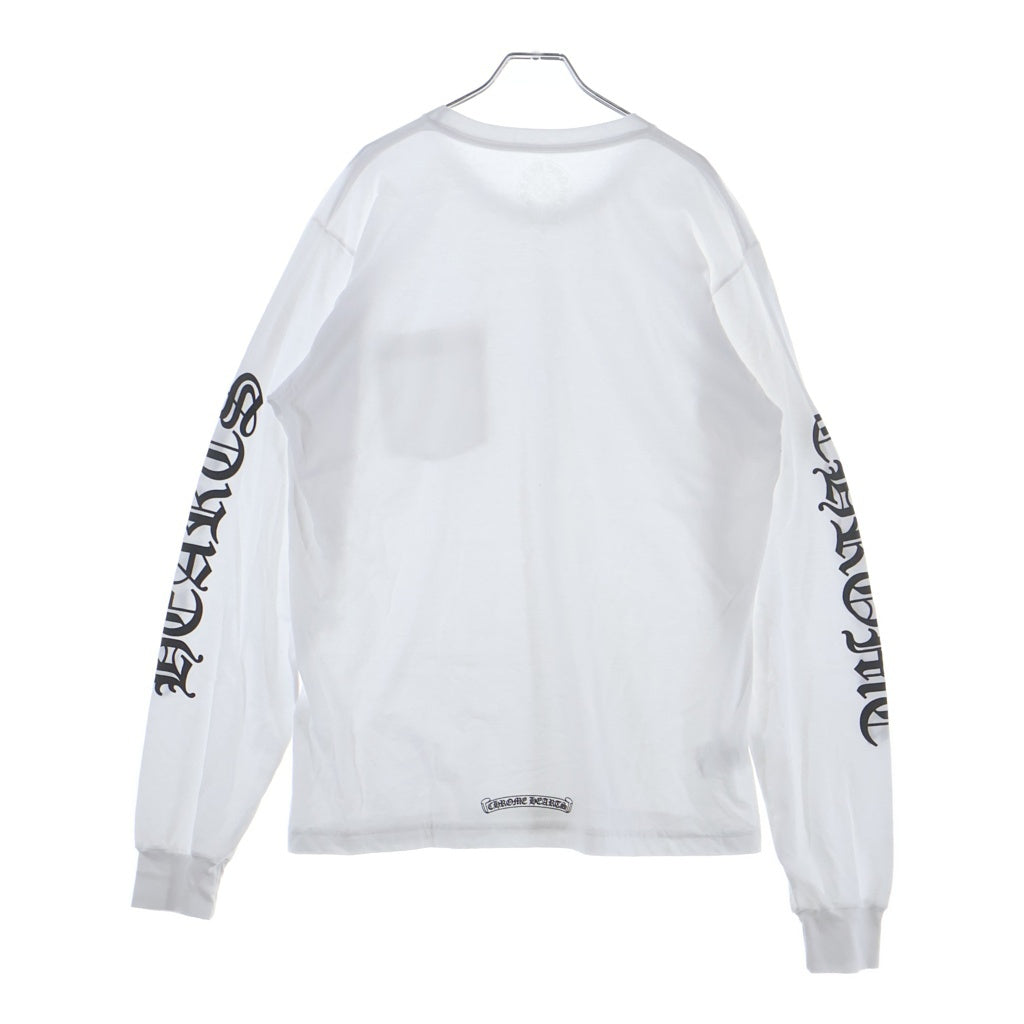 CHROME HEARTS(クロムハーツ) CH LS NECK LOGO ネックロゴプリント 袖ロゴ 長袖Tシャツ ロングスリーブカットソー ホワイト