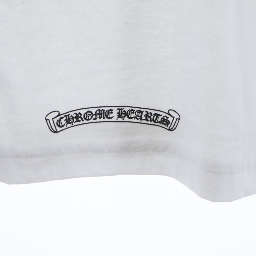 CHROME HEARTS(クロムハーツ) CH LS NECK LOGO ネックロゴプリント 袖ロゴ 長袖Tシャツ ロングスリーブカットソー ホワイト