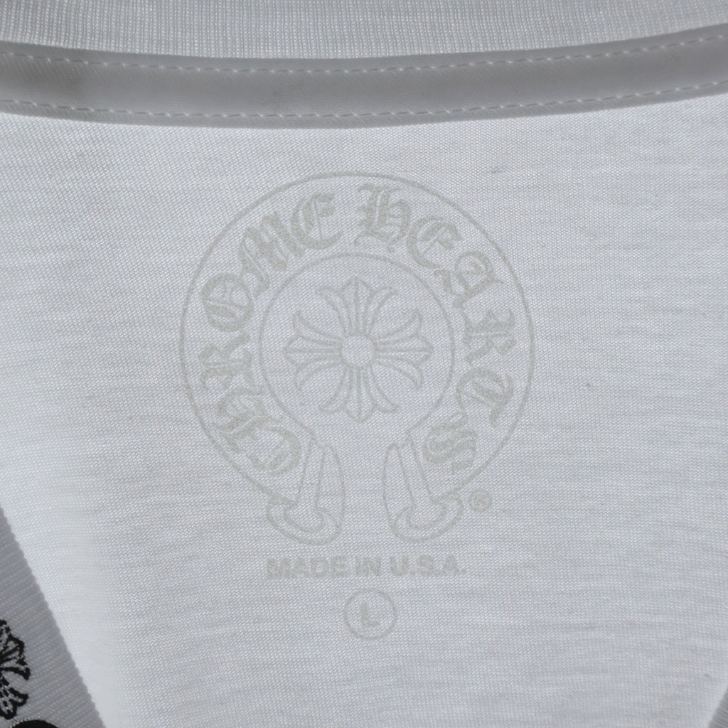 CHROME HEARTS(クロムハーツ) CH LS NECK LOGO ネックロゴプリント 袖ロゴ 長袖Tシャツ ロングスリーブカットソー ホワイト