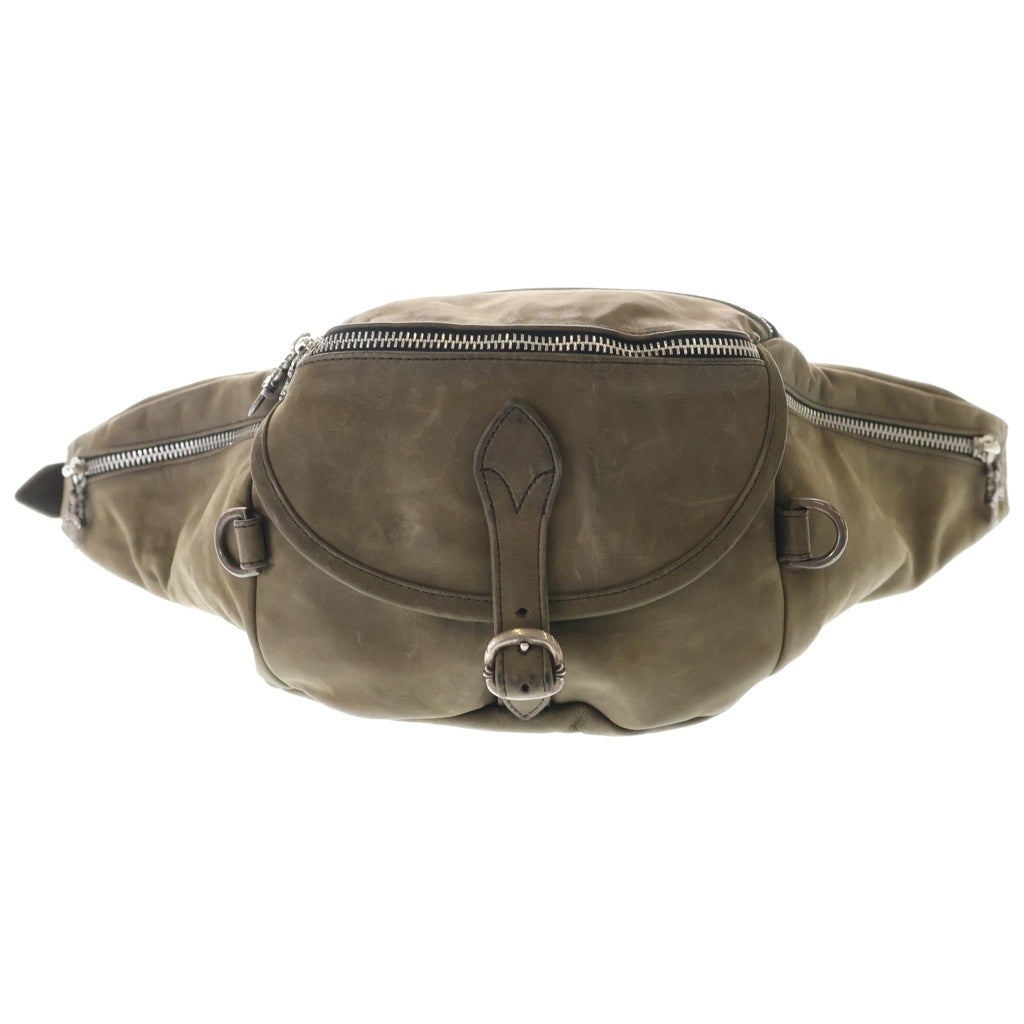 CHROME HEARTS(クロムハーツ) #1 SNAT PACK スナットパック ダガージップ ガンスリンガーベルト ヴィンテージ加工 レザーウエストバッグ アーミー グリーン カーキ