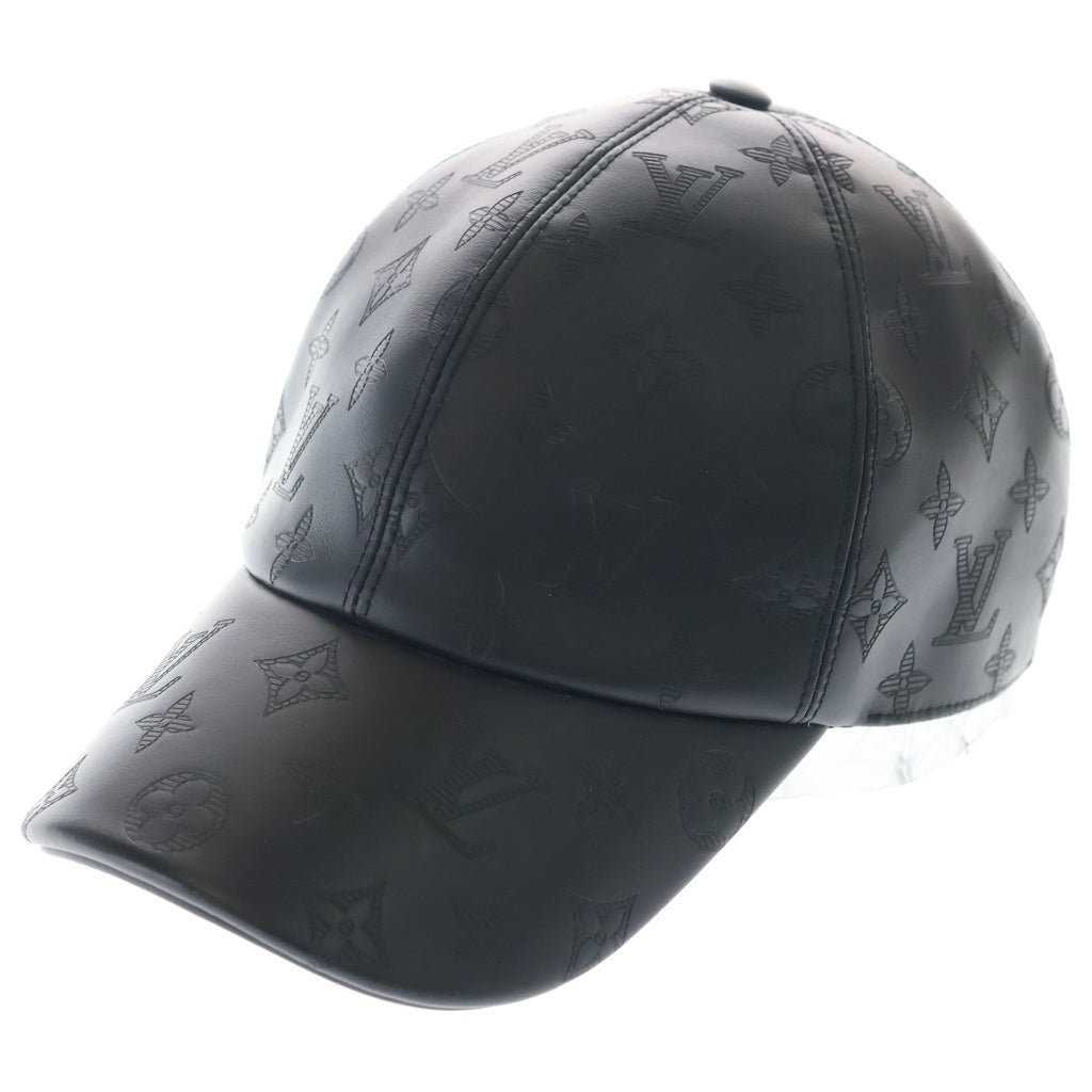 LOUIS VUITTON(ルイヴィトン) モノグラムシャドウ レザー ベースボールキャップ 帽子 M76581 ブラック